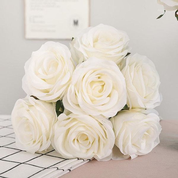 

decorative flowers & wreaths 7pcs/bunch handmade england hand flower silk white artificial fake plants wedding decoration bridal flores1