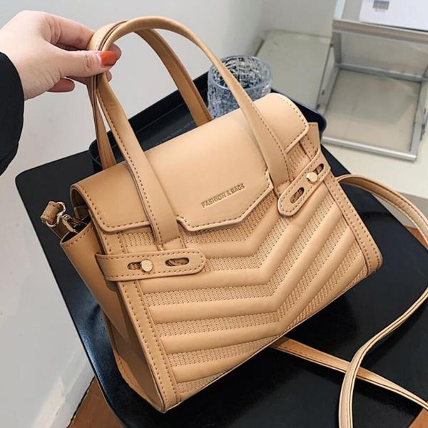 

elegant female square tote bag 2020 fashion new quality pu leather women's designer handbag high capacity shoulder messenger bag