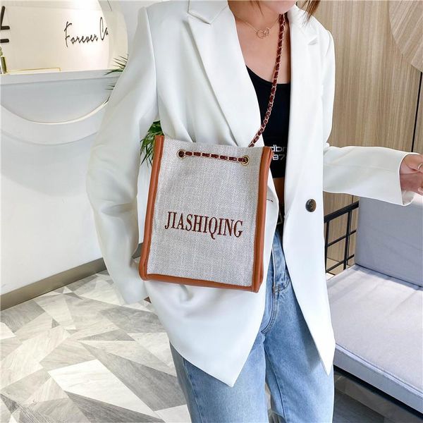 

холщовый мешок женщин плетеный crossbody сумки на ремне 2020 новая мода сумки большой емкости магазины packet b420