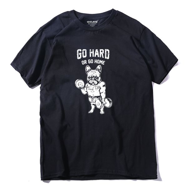 

pu0118a go hard or go home french bulldog print men t shirt casual o-neck men tshirt summer cool t-shirt sport hooded sweatshirt hoodie