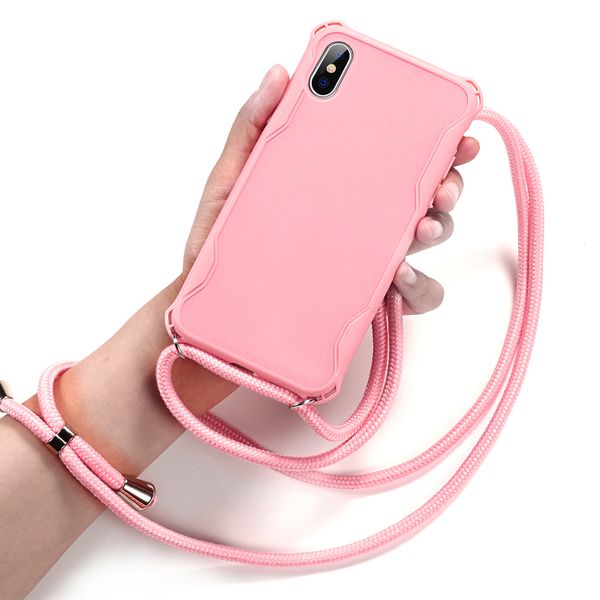

colorful strap cord chain tape necklace lanyards mobile phone case for iphone 11 12 se 2 xr xs max 7 8 plus 6s carry cover