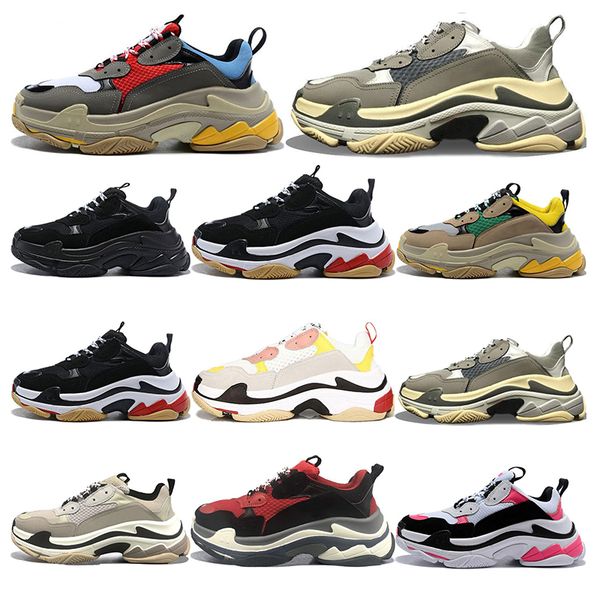 

2020 triple s mens women fashion casual shoes vintage sneakers green white black mens tennis trainers jogging walking outdoor, White;red