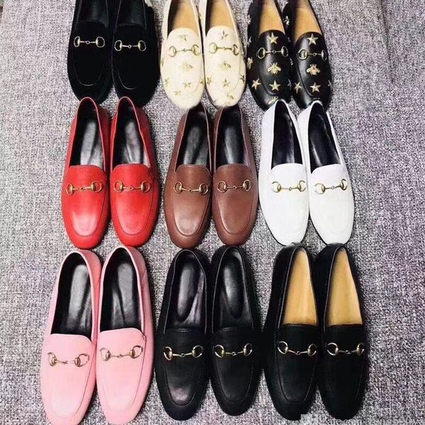

women flat casual shoes authentic cowhide metal buckle ladies shoes leather mules princetown men trample lazy large dress shoes, Black