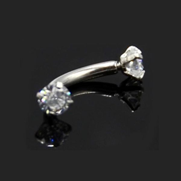 

showlove-1pc surgical steel opal zircon eyebrow ring horseshoe ear tragus cartilage earring industrial barbell piercing jewelry q sqcufw, Silver