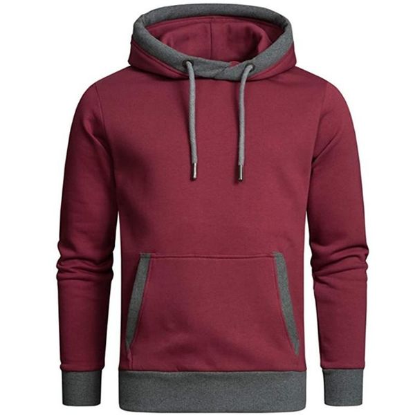 

hoodies men brand male pure color hooded sweatshirt mens hoodie tracksuit sweat coat casual patchwork sportswear hooded pullover, Black