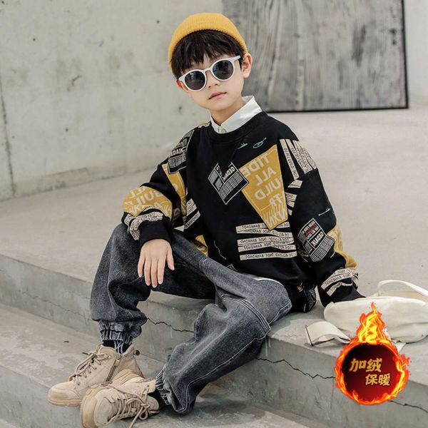 

sweater plush boys' with autumn winter and thickened ql95, Black