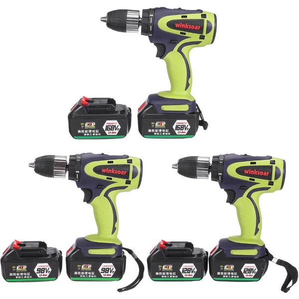 

28v impact drill cordless screwdriver power tools screwdriver impact hand drill +2xlithium battery with plastic tool