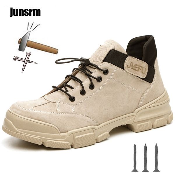 

the new pigskin safety work shoes breathable steel toes slip on casual boots for men's safety work shoes welder protective shoes y20091, Black;brown