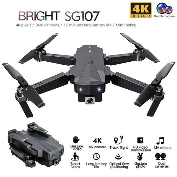 

drones sg107 rc mini foldable with hd camera 4k 1080p wifi fpv selfie optical flow stable height helicopter toys1