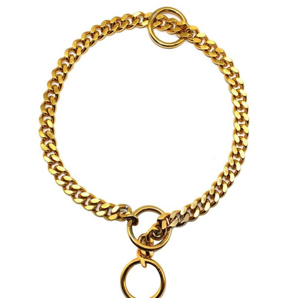 

m diameter dog choke chain choker collar strong silver gold chrome steel metal training 45c wmtkwm
