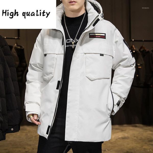 

brief men's paragraph down jacket 2020 new popular tooling more han edition handsome warm coat in winter1, Black