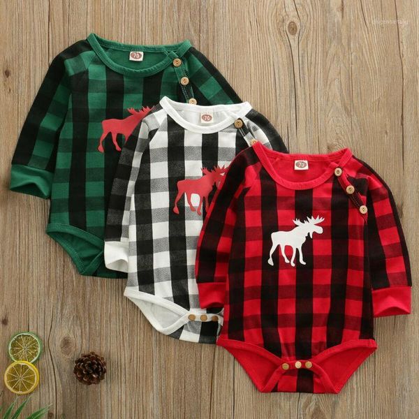 

xmas newborn kid baby boy girl christmas deer print long sleeve sweater jumpsuits romper plaids outfits clothes clothings1, Blue