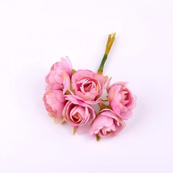 

6pcs/lot new artificial flower silk rose bouquet for wedding home decoration diy craft bridal wreath scrapbooking fake jllaxg