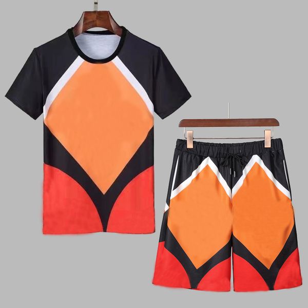 

designer men tracksuits fashion summer t-shirts + shorts suit with geometric letters casual street trend suit men's breathable t-shirt, Gray