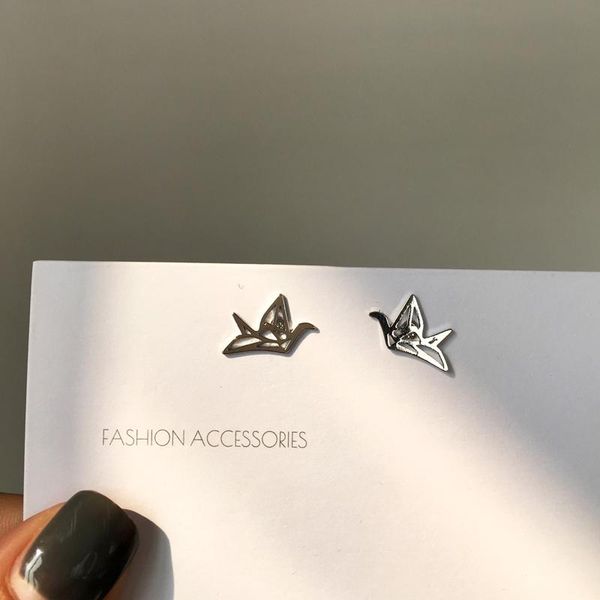 

s925 needle simply design stud earrings selling women jewelry cute small delicate bird earrings for girl lady party gifts, Golden;silver