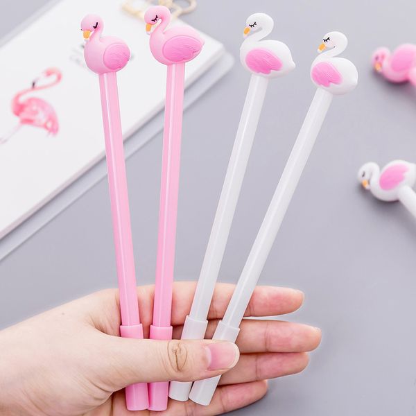 

2 pcs/lot 0.5mm creative cute flamingo swan gel pen signature pen escolar papelaria school office stationery supplies gifts