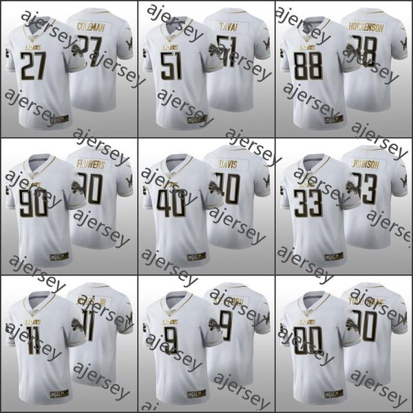 

detroit lions men #9 matthew stafford 11 marvin jones jr 33 johnson custom women youth nfl white 100th golden edition jersey, Black;red
