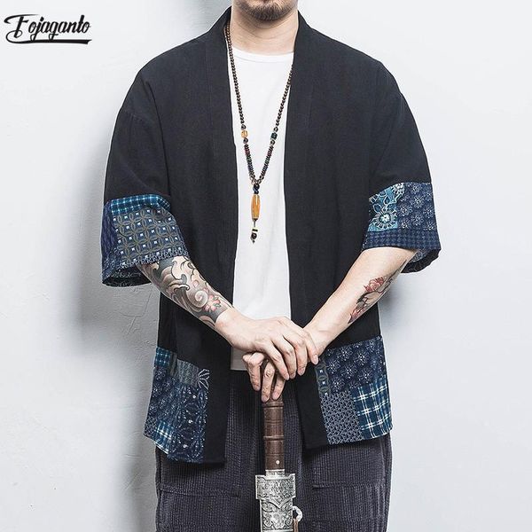 

fojaganto casual men printing shirts men's short sleeve shirts fashion trend male turn-down collar shirt coat1, White;black