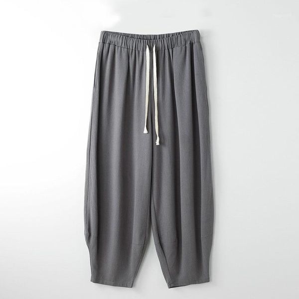 

spring summer plus size pants men 5xl 6xl 7xl 8xl waist 140cm cotton linen trousers men large size 5 colors1, Black