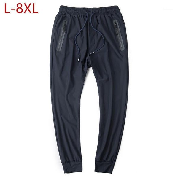 

plus big size 8xl joggers men pants quick drying ultra thin sweatpants summer male loose sports elastic tracksuit baggy trousers1, Black