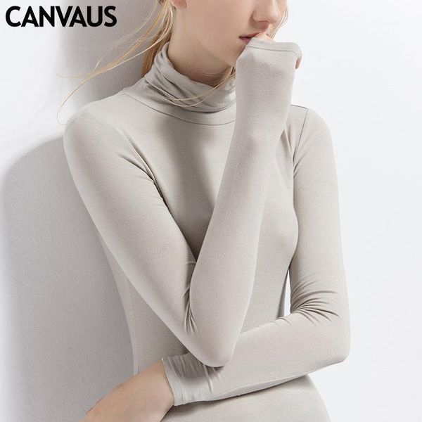 

european station large size women's autumn long-sleeved t shirt women solid high-collar modal bottom shirt women autumn1, White