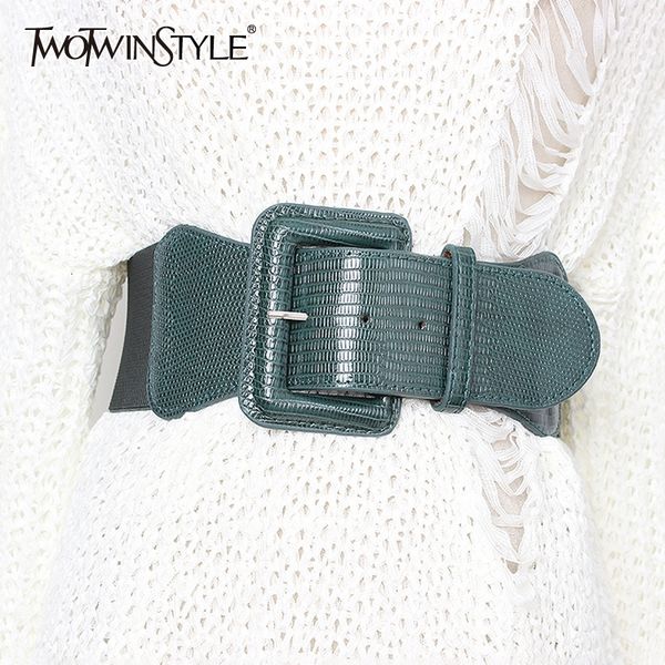 

twotwinstyle korean style high waist belts for women slim elastic dresses accessories belt female summer fashion new y200501, Black;brown