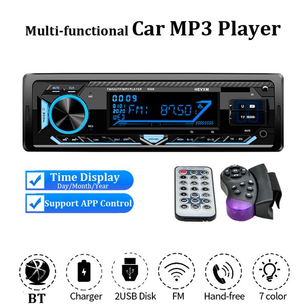 

universal 1 din 12v bluetooth handcar mp3 player with display stereo fm radio support app control/ dual usb/mp3/aux audio auto center contro