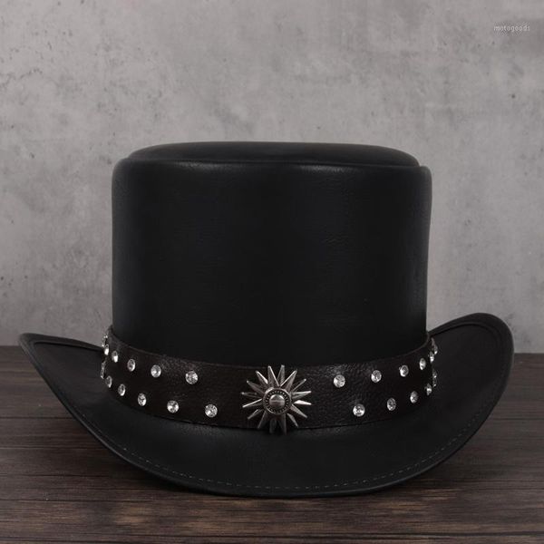 

women men leather hat president traditional fedoras hat magician steampunk cosplay party caps dropshiping 3size 13cm, Blue;gray