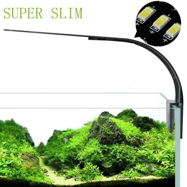 

black white high bright slim led aquarium light plants grow lighting 10w aquatic plant lighting waterproof clip-on for fish tank1