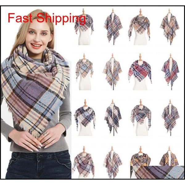 

fashion plaid scarves girls scarf women shawl grid oversized tassel wraps lattice triangle neck scarf echarpe neckerchief zza1094 hf7uw, Blue;black