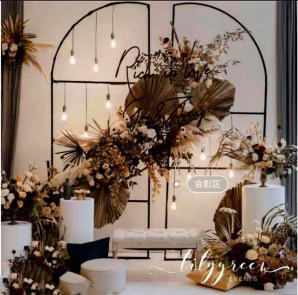 

2pcs wedding background screen wedding wrought iron flower stand rectangle