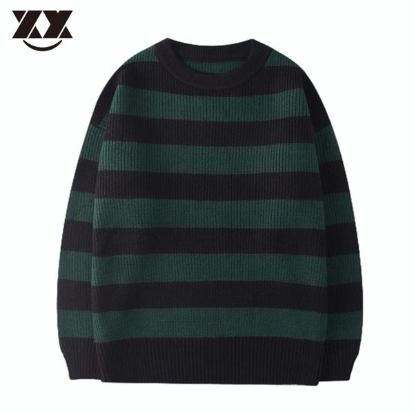 

men's and women's vintage knitted tate langdon sweaters, green strip, casual, harajuku, neutral, White;black