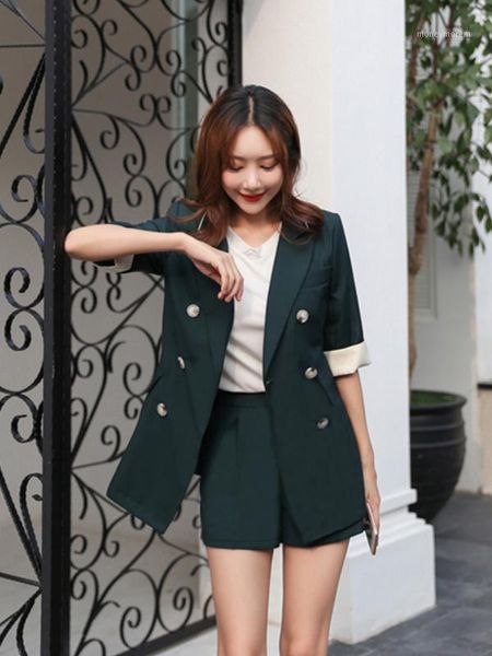 

women's two piece pants fashion spring elegant female blazers jacket and shorts 2 pieces set sets summer suit women's pants1, White