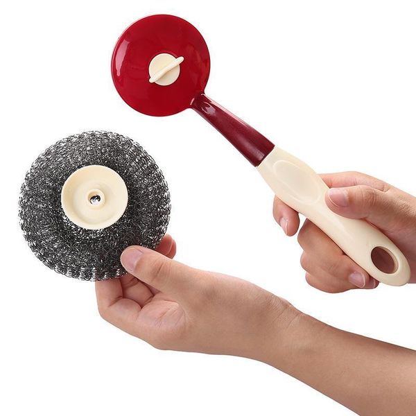 

kitchen long handle steel ball wash pot brush dish brush strong degreasing plastic cleaning brush h jllrlr