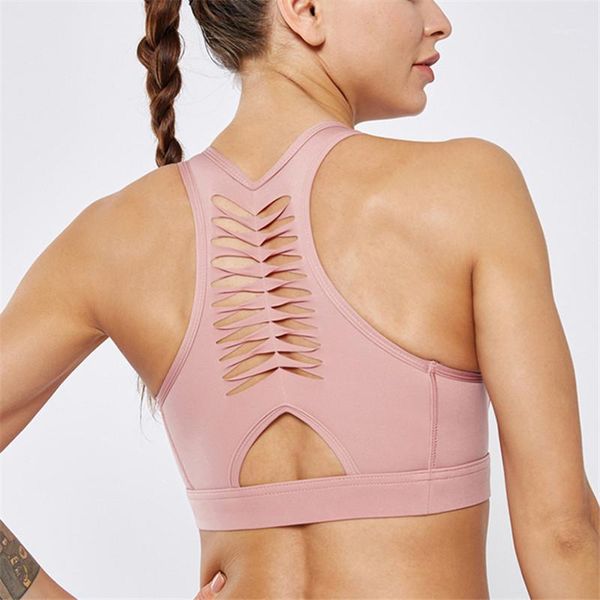 

gym clothing fold wrinkle yoga bra women running fitness sports hollow out breathable sport sujetador deportivo mujer1, White;black