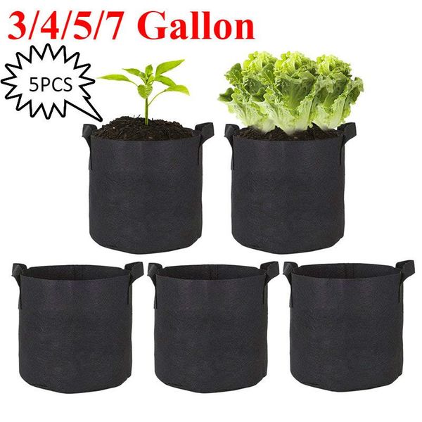 

5pcs 3/4/5/7 gallon grow bags felt grow bag gardening fabric grow pot vegetable growing planter garden flower p bbyztw