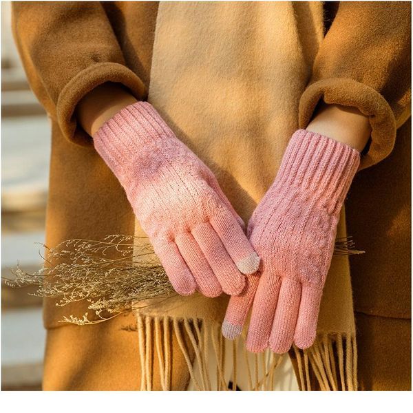 

gloves promotion 2019 women winter gloves touch screen student gloves knitting wholesale peluche guantes mujer hand jllels, Black
