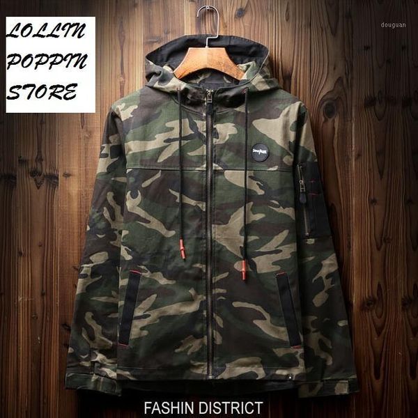 

men's jackets wholesale- men hip hop hooded camouflage jacket with letters printed at back 2021 mens hiphop skateboarder camo pattern c, Black;brown