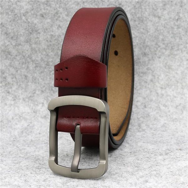 

lannyqveen classic 100% cowhide belt genuine leather belts for men alloy pin buckle belts new design male ing, Black;brown