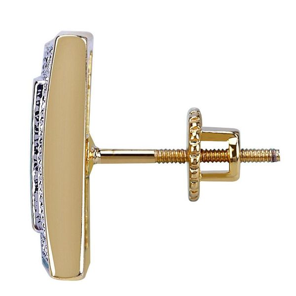 

hip hop bling sparking mens boy jewelry gold black color kite square shape simple micro pave cz sc wmttyw queen66, Golden;silver