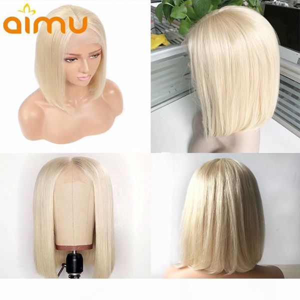 

short bob 613 blonde 13x4 lace front human hair wigs brazilian remy hair pixie cut wig straight hd lace front wig for women, Black;brown