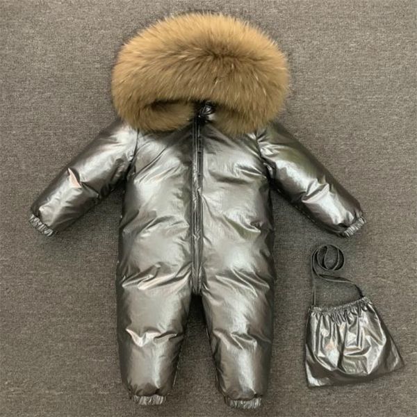 

children winter -30c thicken down jacket girl outside warm clothing boy winter jacket for russian toddler outerwear romper coats lj201017, Blue;gray