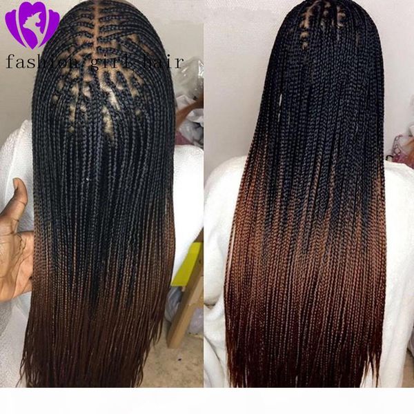 

new style fashion braided synthetic lace front wig for women parting ombre brown ponytail crochet braid hair, Black;brown