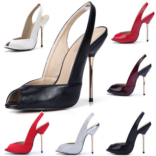 

chmile chau women dress party pumps peep toe stiletto iron high heel slingback ladies shoe escarpins talons femmes 3845-g11 t200525, Black