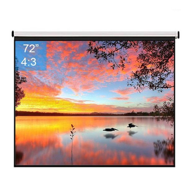 

projection screens 72inch 4:3 wall mounted matte white pull down hd screen canvas led projector for home theater office1