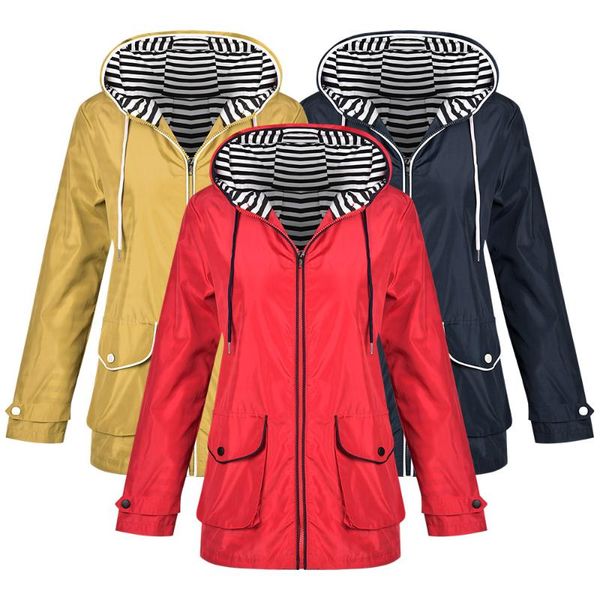 

forest women solid rain jacket outdoor hoodie waterproof long coat overcoat windproof warm hooded jacket 2020 q20, Black;brown