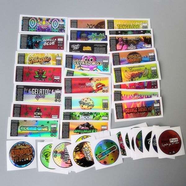 

only 24 mix styles labels for 3.5 packing gram 60ml and pressitin stickers of tin can jars dry herb container with flavor
