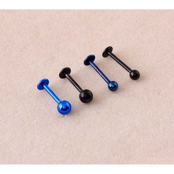 

labret ring lip stud bar 316l stainless steel 16g popular body piercing jewelry cartiliage tragus monroe ch sqchpg beauty888, Black