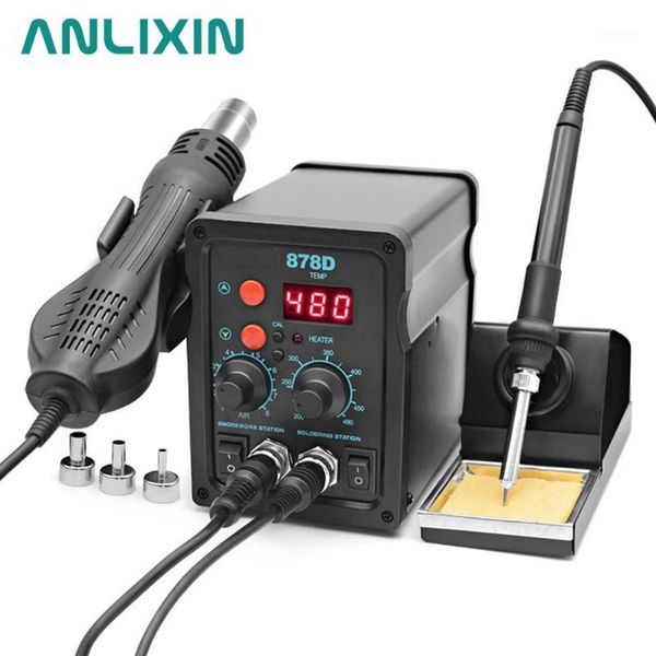 

878d soldering station 700w heat gun soldering iron digital led display adjustable temperature control 220v 2 in 1 smd rework1