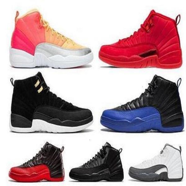 

winterized new wntr jumpman 12s shoes gym red michigan mens basketball shoes the master flu game taxi 12 men sport sneakers trainers shoe, Black